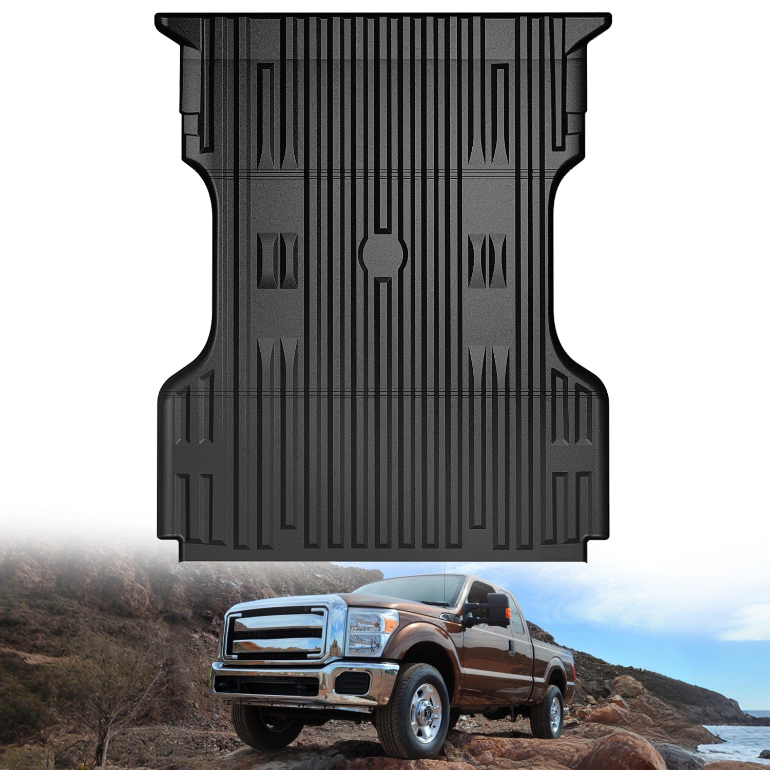 Truck Bed Mat 6.8ft Rubber Short Trunk Bed For 1999-2016 Ford F250/F350/F450 Super Duty, TPE Heavy-Duty Pick-up Bed Liner for 1999-2016 Ford F Accessories, Anti-Slip Texture, All Weather Protection