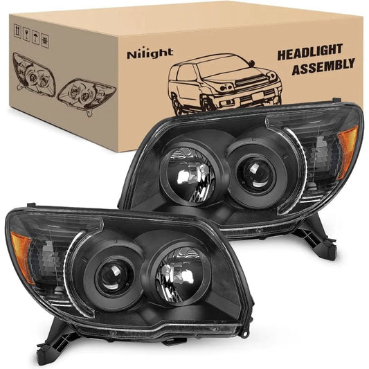 2006 2007 2008 2009 Toyota 4Runner Headlight Assembly Black Housing Amber Reflector Headlights - Top Tuning Boost