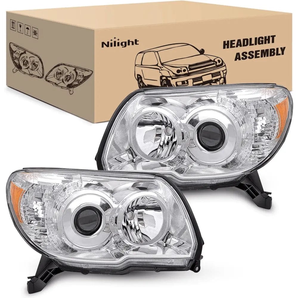 2006 2007 2008 2009 Toyota 4Runner Headlight Assembly Chrome Housing Amber Reflector Headlights - Top Tuning Boost