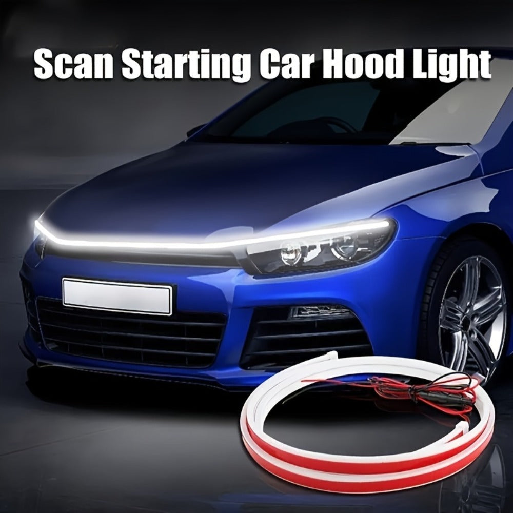 Upgrade Your Vehicle with a Universal 12V, 10W Start-Scan Car LED Hood Light White 70In Dynamic Daytime Running Light! Headlights - Top Tuning Boost