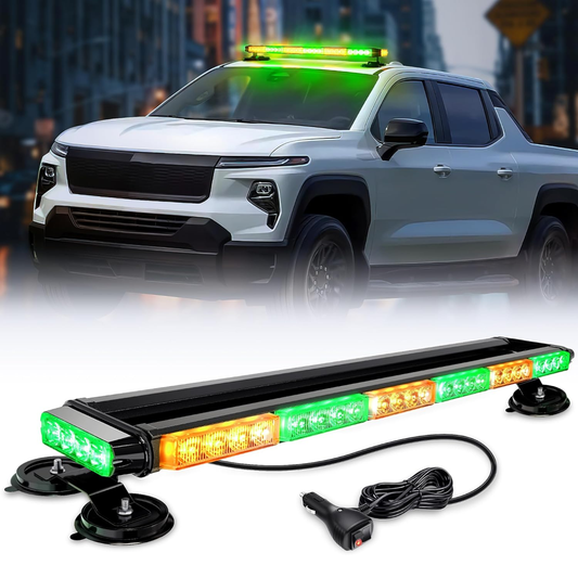29.5 Inch Roof Top Amber Mix Green Strobe Lights 56LED Hazard Emergency Warning Light Bar Magnetic Mount Light Bars - Top Tuning Boost