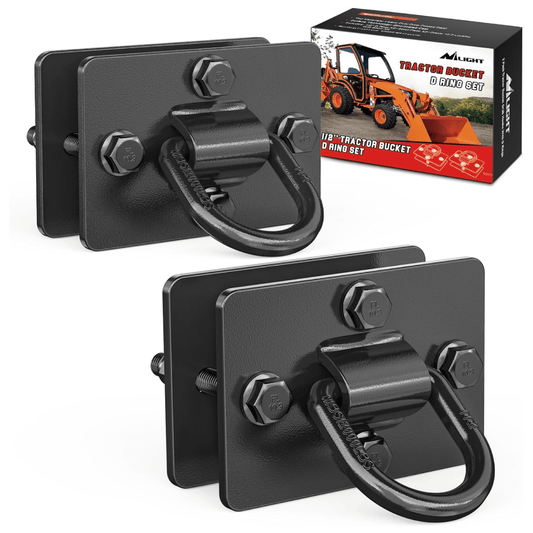 Tractor Bucket 1/2 Inch D Ring Black (Pair) Nilight