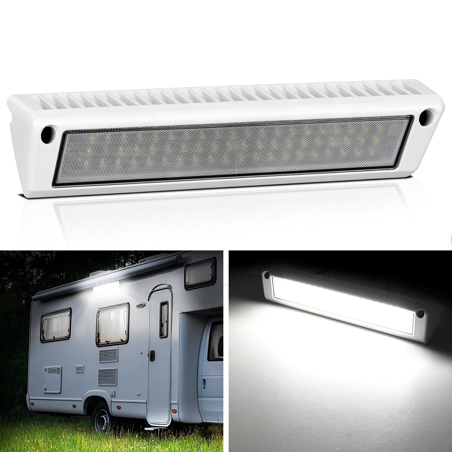 RV Exterior Light 13 Inch White Beam Porch Lights White Aluminum Headlights - Top Tuning Boost