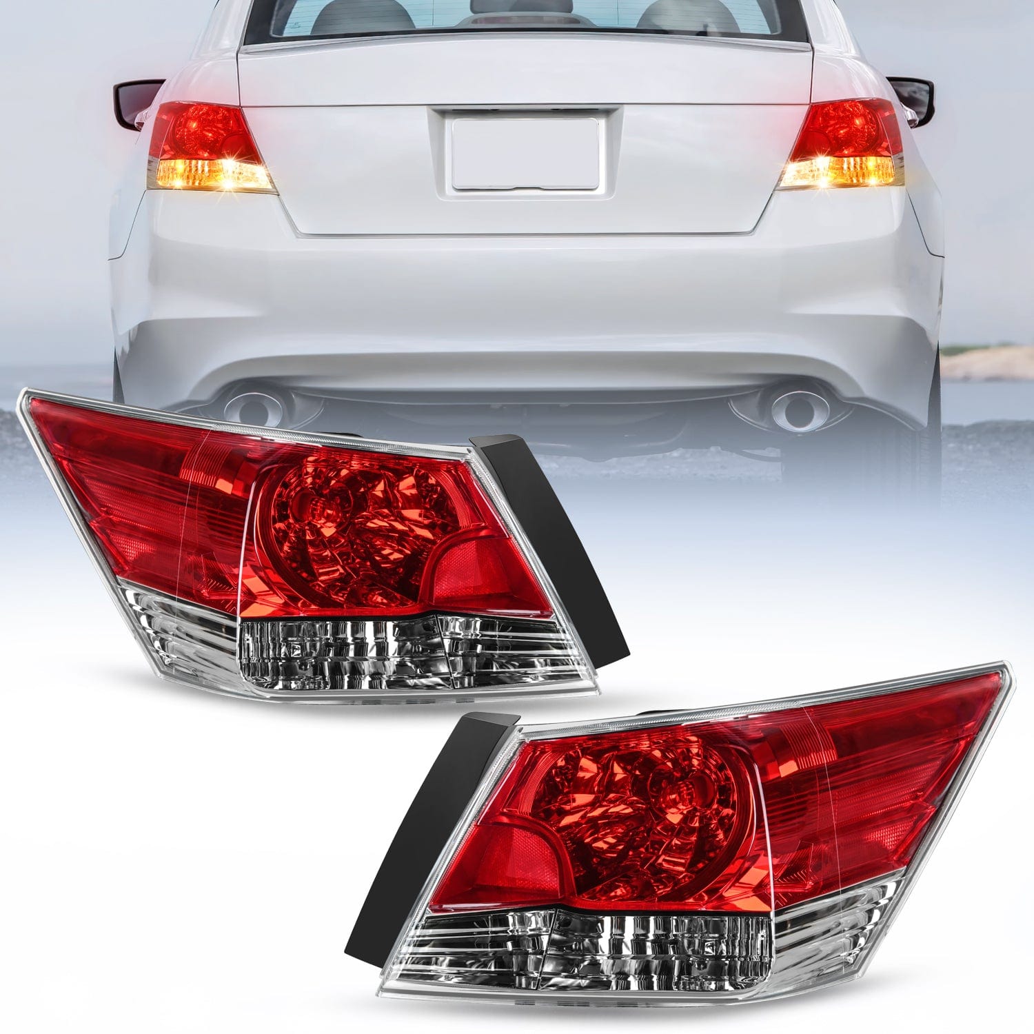 Taillight Assembly Compatible with 2008 2009 2010 2011 2012 Honda Accord Tail Lights Rear Lamp Replacement OE Style Driver and Passenger Side w/Bulbs Tail Lights - Top Tuning Boost