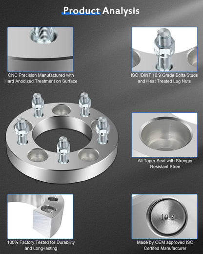 2PCS 5x4.75 to 5x4.75 Wheel Spacers 1 inch 5 Lug 12x1.5 Studs fit Chevrolet Blazer 1987-2005| fit Chevrolet Camaro 1982-2002| fit Chevrolet Corvette 1984-2019| fit Chevrolet S10 1982-2004