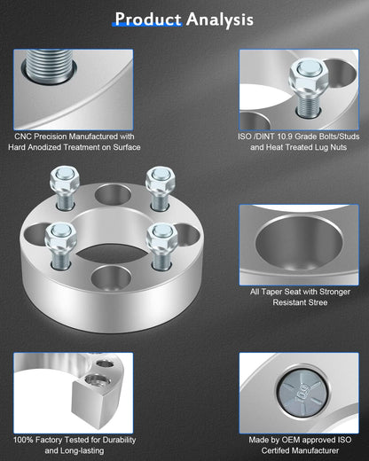 EZ GO Wheel Spacers CLUB CAR fit Golf CART Wheel Spacers 1.5 inch 4x4 to 4x4 Wheel Spacers 4x101.6 to 4x101.6 4 Lug 68.5mm CB 1/2" Studs 4 PCS