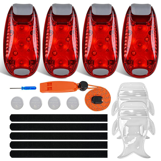 LED Safety Light 4PCS Red Marine Navigation Bike Tail Lights Three Modes Waterproof Reflective Gear Clip On Flash Strobe Indicator Lamp for Night Boating Fishing Cycling Jogging Tail Lights - Top Tuning Boost