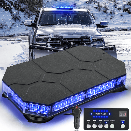 42 Leds Roof Top Blue Emergency Strobe Light Control Panel Magnetic Mount Headlights - Top Tuning Boost