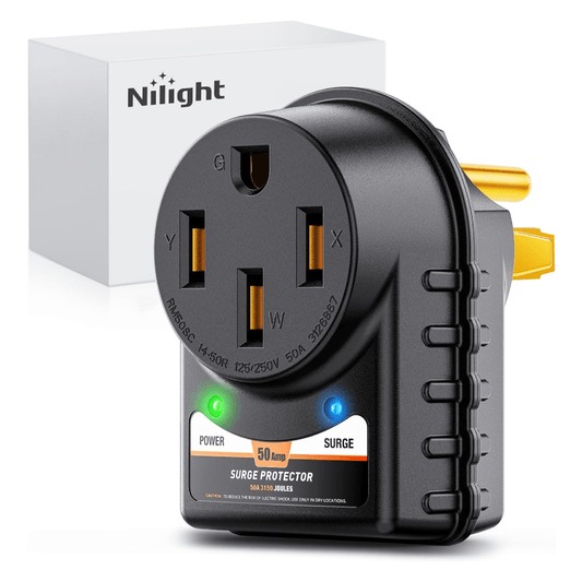 RV Parts 50 Amp RV Surge Protector 125V/6250W RV Surge Adapter Plug with LED Indicator 50 amp 3150 Joules 45000A Max Spike ETL Listed 14-50P 14-50R Power Guard for RV Camper Trailer