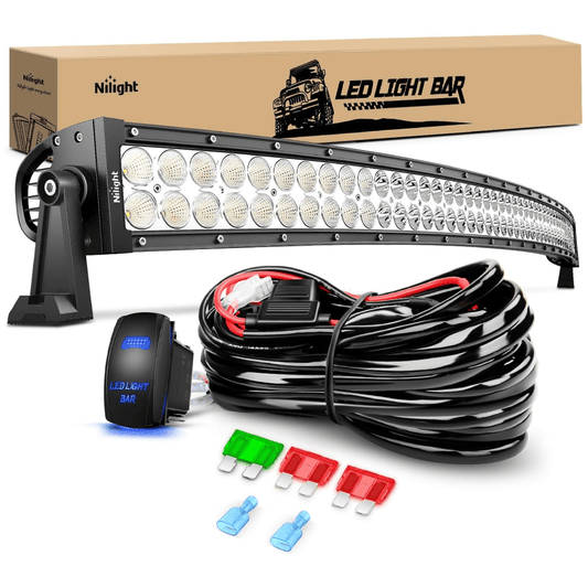 50 Inch 288W Double Row Curved Spot Flood Led Light Bar £ü12AWG Wiring Harness 5Pin Switch Light Bars - Top Tuning Boost