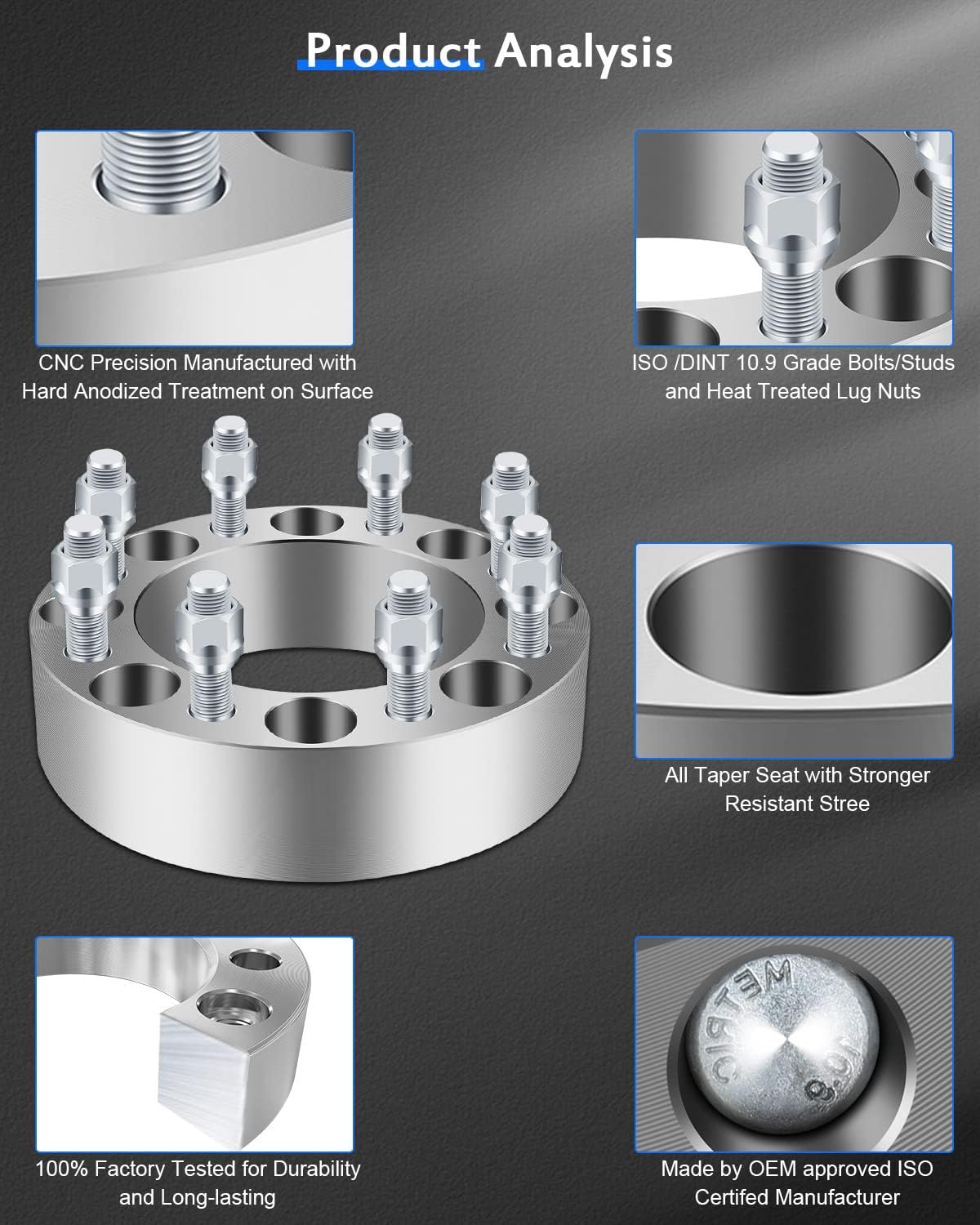 8x6.5 to 8x6.5 Wheel Spacers 2 inch 8 Lug 8x165.1mm to 8x165.1mm fit Chevrolet Silverado 1500 HD 2001-2006 fit GMC Sierra 2500 HD 2001-2010 fit Silverado 3500 HD 2007-2010-2 PCS