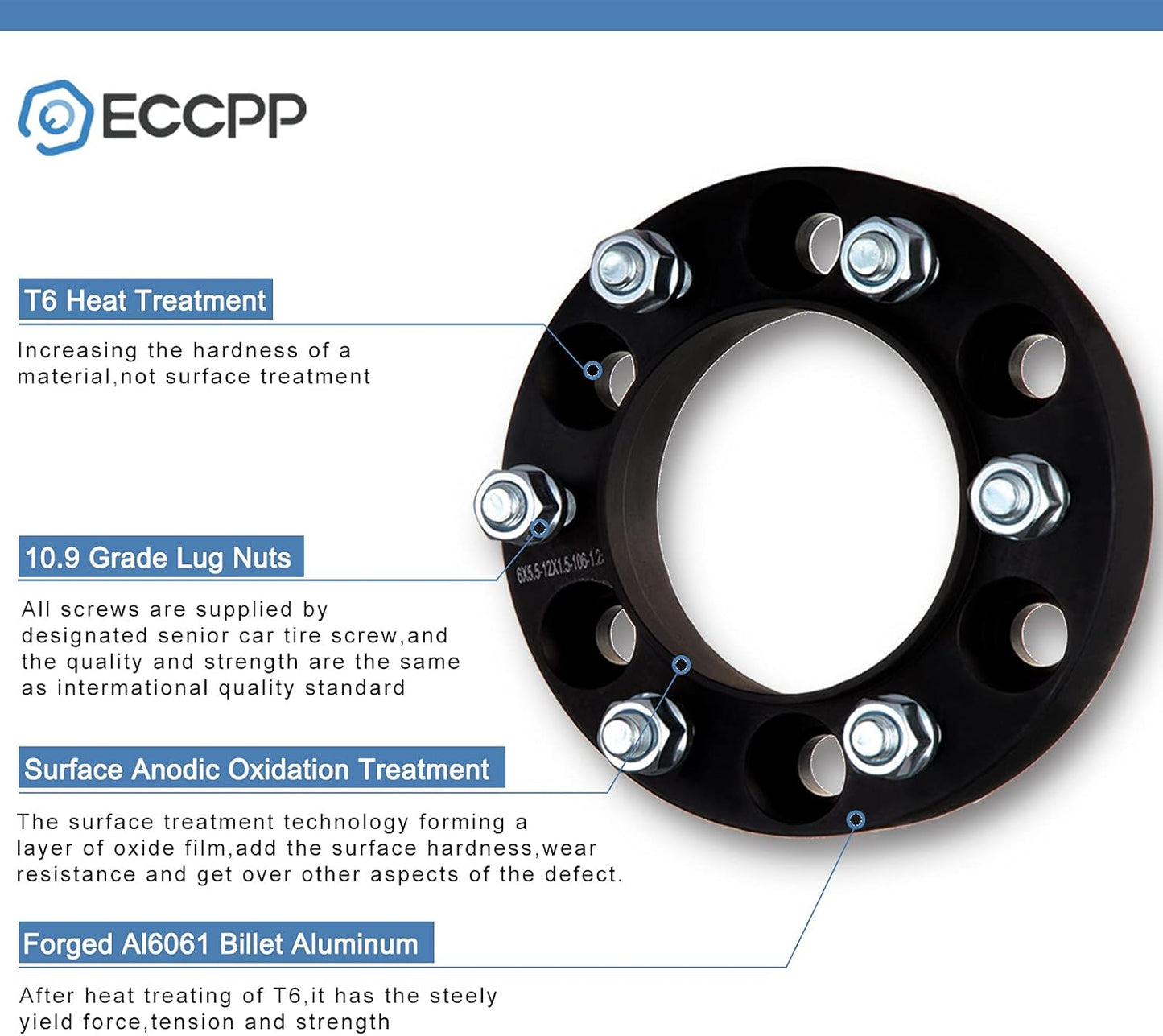 2PCS 6 Lug Hub Centric Wheel Spacers 1.5 inch 6x5.5 to 6x5.5 6x139.7mm to 6x139.7mm fit Chevrolet Silverado 1500 fit Chevrolet Suburban Avalanche Express 1500 Tahoe with 14x1.5 Studs