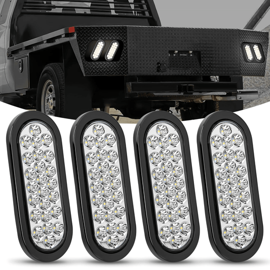 6 Inch Oval White 24Leds Trailer Tail Lights 4Pcs Tail Lights - Top Tuning Boost