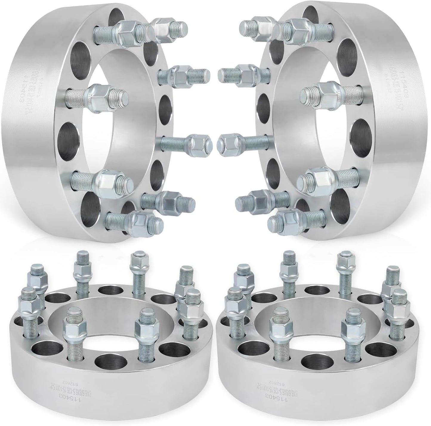 4PCS 8 Lug Wheel Spacers 2" 8x6.5 to 8x6.5 8x165.1mm 126.15mm HB with 14x1.5 Fit Chevrolet Silverado 1500 HD Silverado 2500 Silverado 2500 HD 2001-2006|| fit GMC Sierra 2500 HD 2001-2010