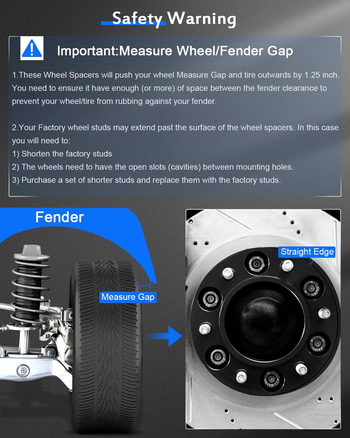 2PCS 2 inch Lug centric Wheel Spacers 5 lug 5x4.75 to 5x4.75 5x120.65mm Fit 1987-2005 fit Chevrolet Blazer| 1982-2003 fit Chevrolet Camaro| 1984-2013 fit Chevrolet Corvette with 12x1.5 Studs