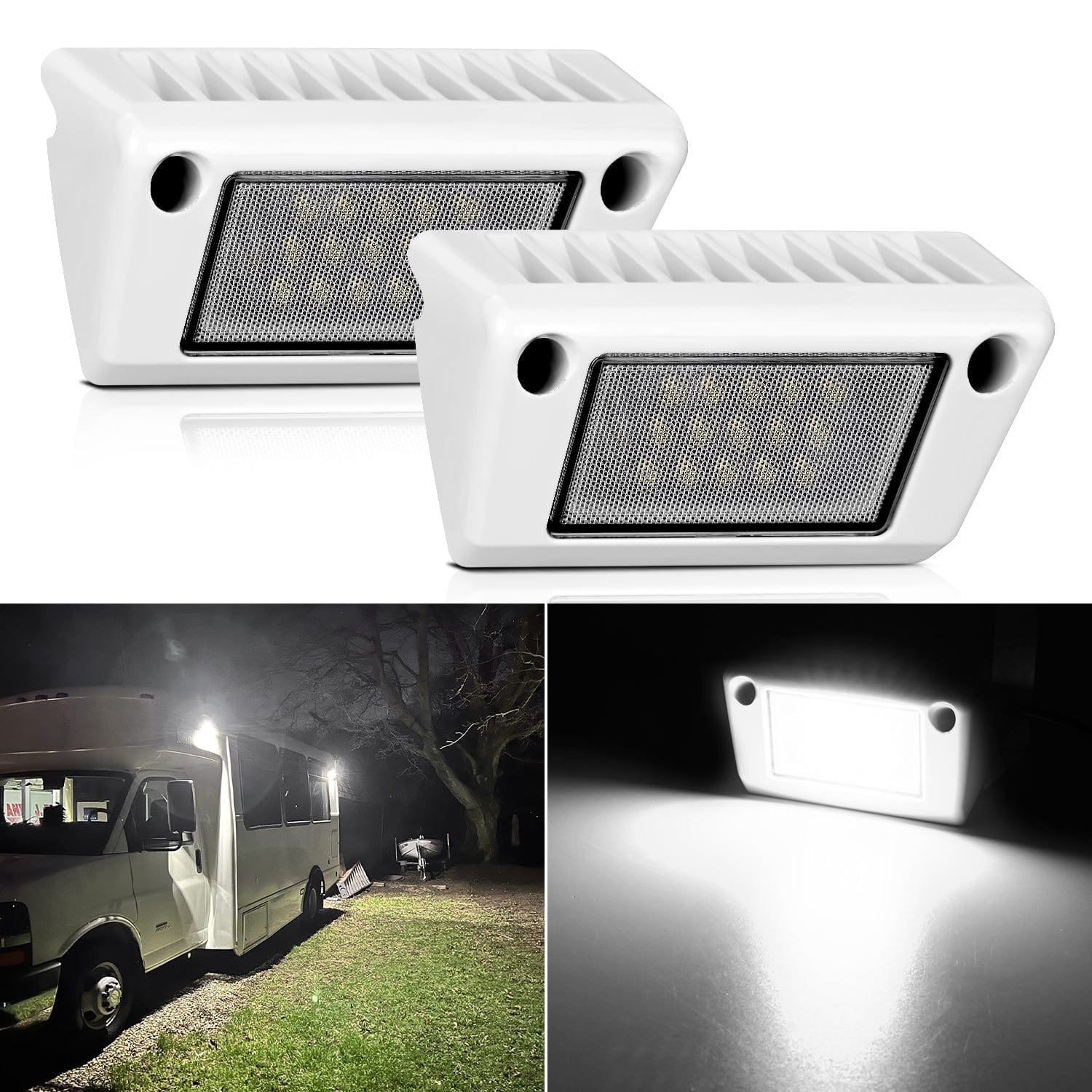 RV Exterior Light 2PCS 5 Inch White Beam Porch Lights White Aluminum Headlights - Top Tuning Boost