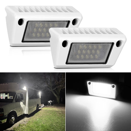 RV Exterior Light 2PCS 5 Inch White Beam Porch Lights White Aluminum Headlights - Top Tuning Boost