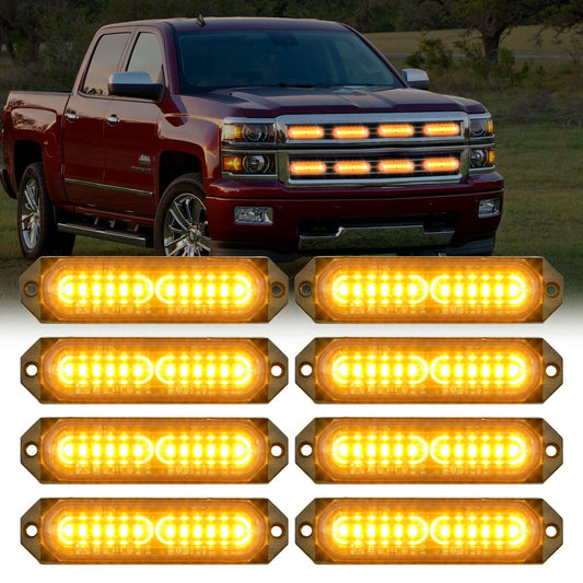 8PCS 12LED Amber Emergency Strobe Lights Headlights - Top Tuning Boost