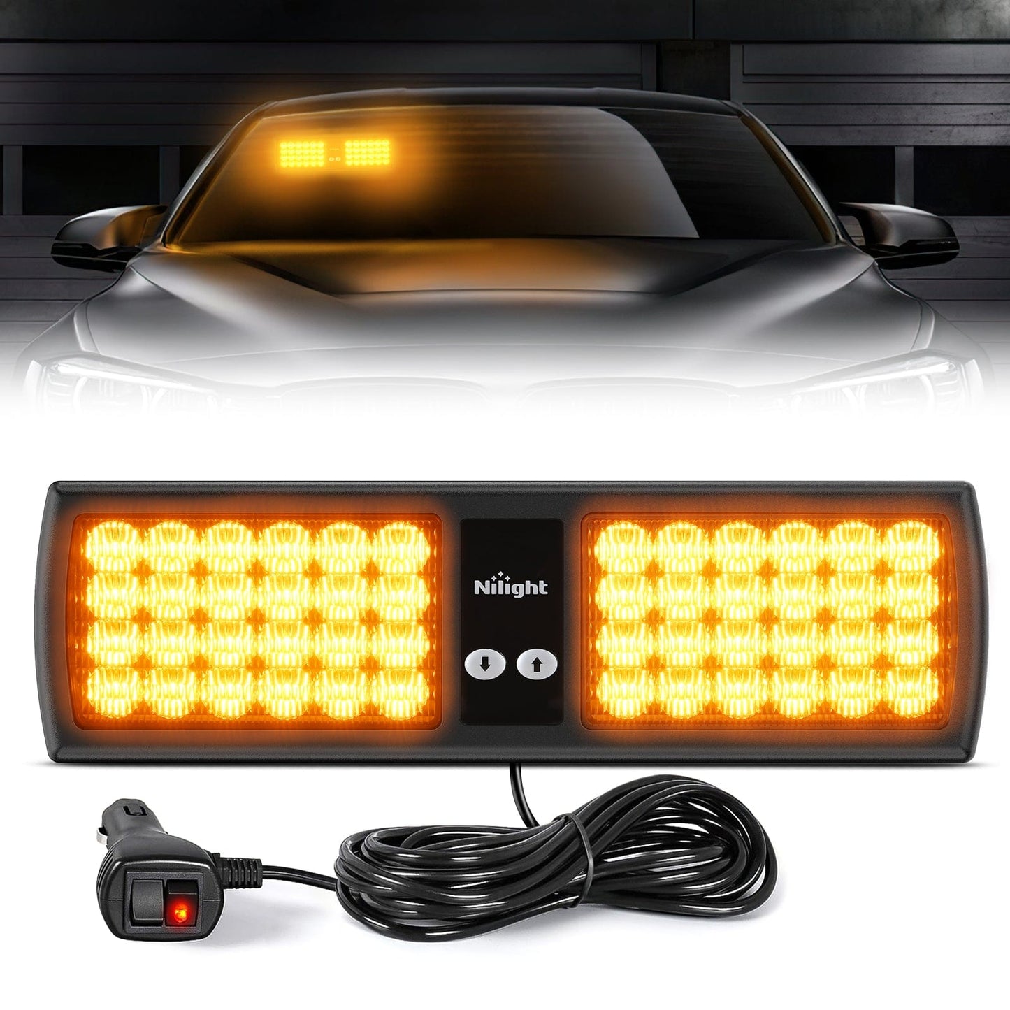 48 LED Amber Emergency Warning Strobe Lights Headlights - Top Tuning Boost