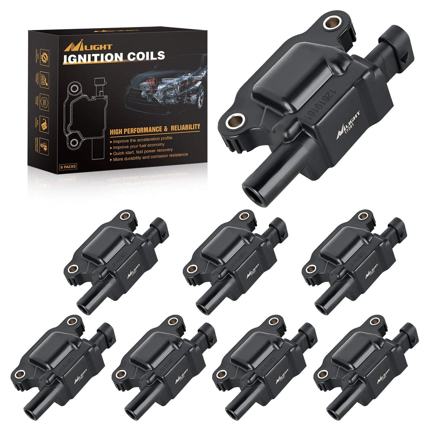 ignition coil pack 8pcs Ignition Coil Pack UF413 Fit for Chevy Silverado 1500 2500 HD Tahoe Suburban Avalanche Express Corvette Camaro Impala GMC Yukon Cadillac Escalade Pontiac 5.3 6.0L V8 Engine