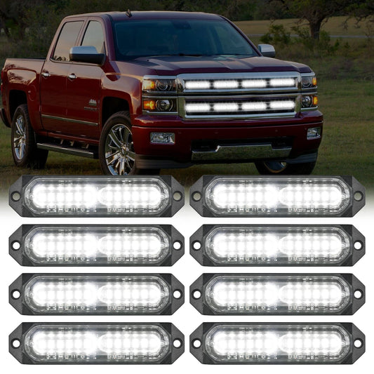 8PCS 12LED White Emergency Strobe Lights Headlights - Top Tuning Boost