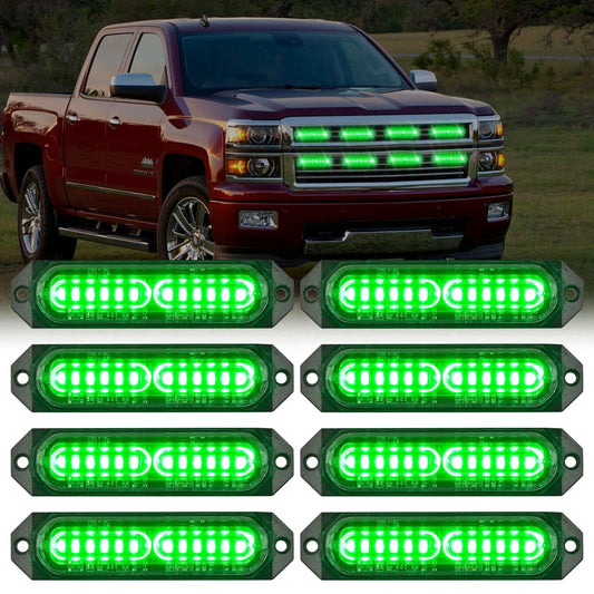 8PCS 12LED Green Emergency Strobe Lights Headlights - Top Tuning Boost