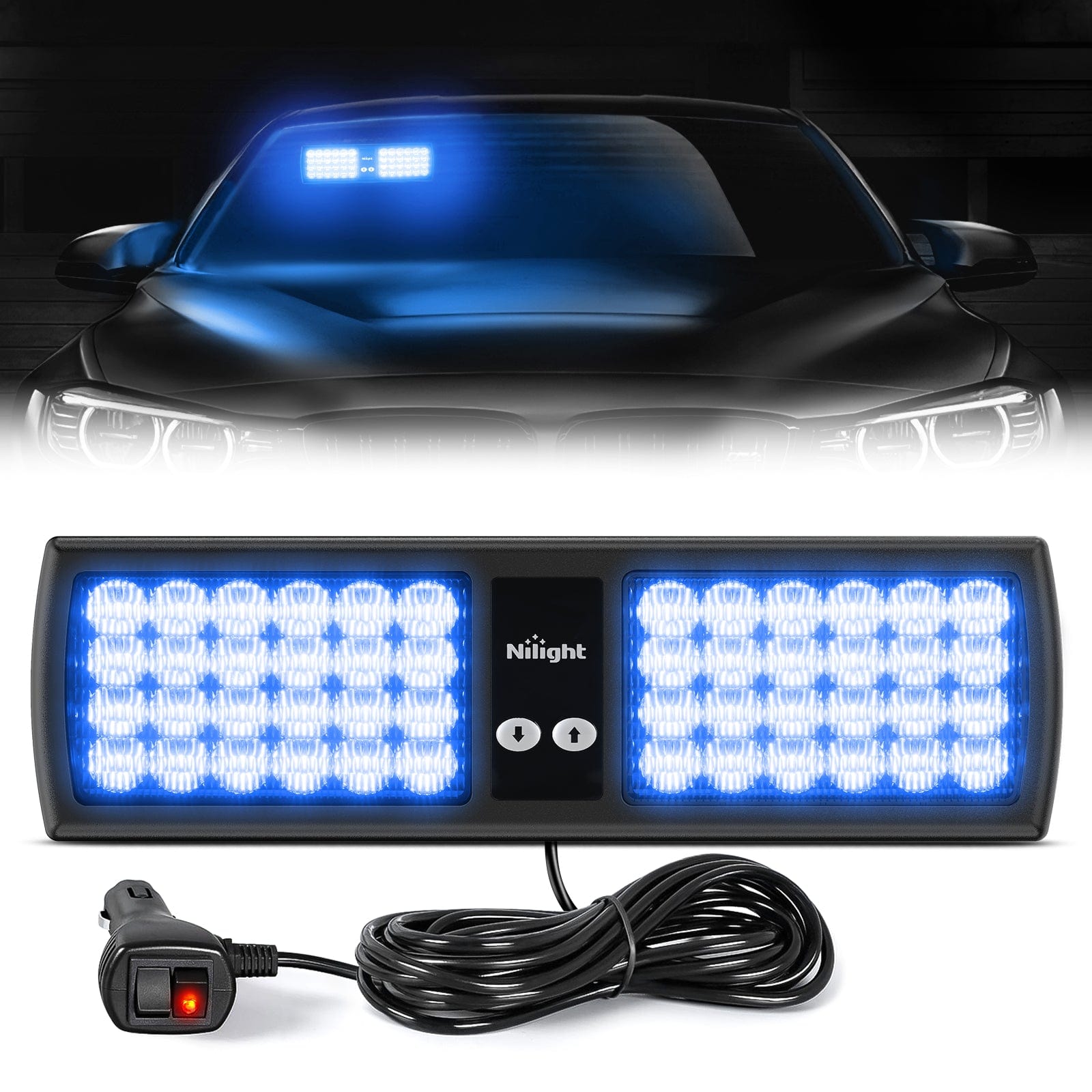 48 LED Blue Emergency Warning Strobe Lights Headlights - Top Tuning Boost