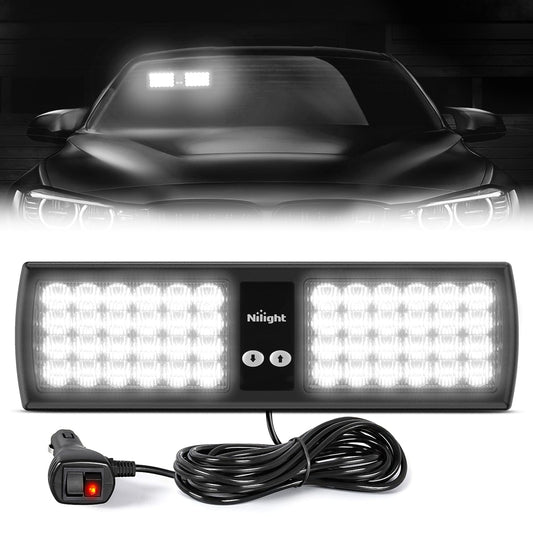 48 LED White Emergency Warning Strobe Lights Headlights - Top Tuning Boost