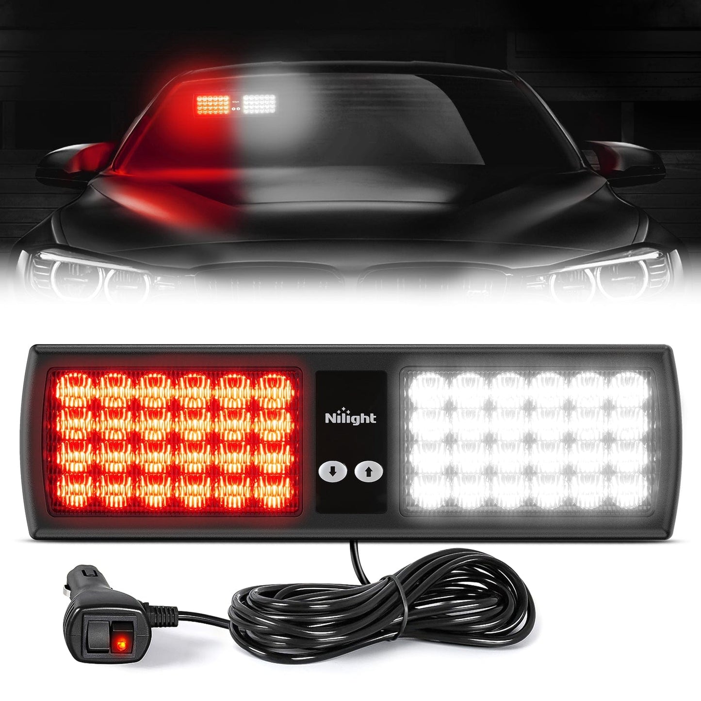 48 LED Red White Emergency Warning Strobe Lights Headlights - Top Tuning Boost