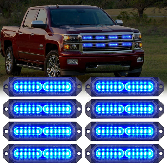 8PCS 12LED Blue Emergency Strobe Lights Headlights - Top Tuning Boost