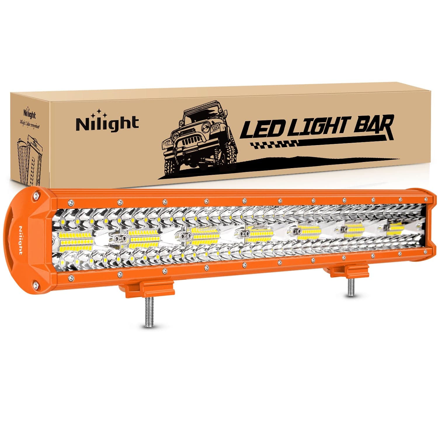 20 Inch 420W Spot Flood Combo Orange Case Led Light Bar Light Bars - Top Tuning Boost