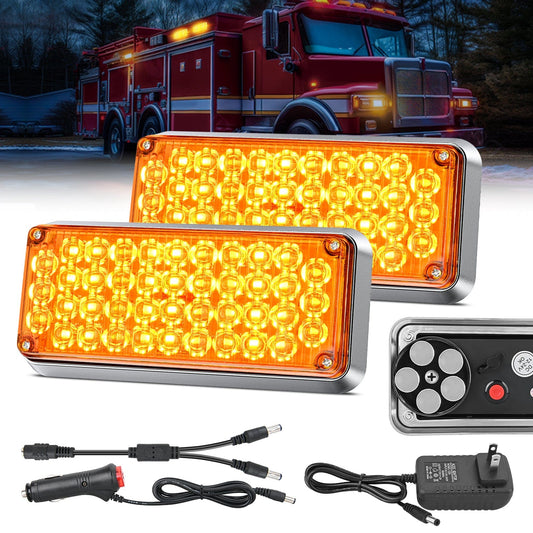 42LED Amber Wireless Magnetic Strobe Lights Surface Mount Waterproof 5 Patterns (Pair) Headlights - Top Tuning Boost
