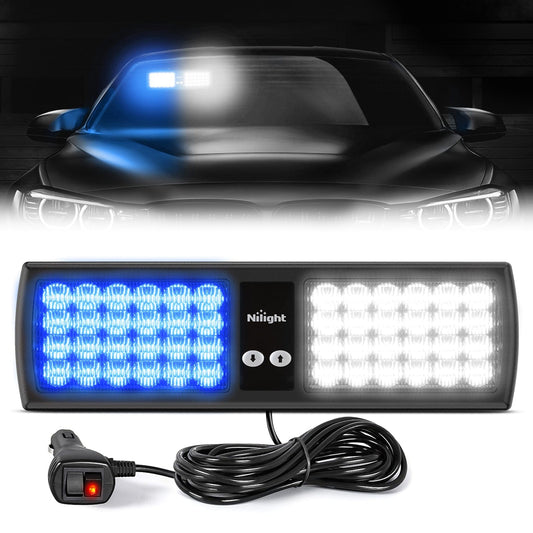 48 LED Blue White Emergency Warning Strobe Lights Headlights - Top Tuning Boost