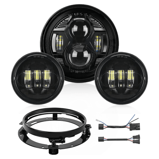 Motorcycle 7Inch LED Headlights 4.5Inch Fog Lights Black Kits Fog Lights - Top Tuning Boost
