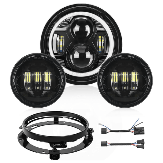 Motorcycle 7Inch DRL LED Headlights 4.5Inch Fog Lights Black Kits Fog Lights - Top Tuning Boost