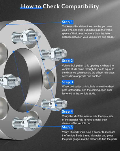 2PCS 5x4.75 to 5x4.75 Wheel Spacers 1 inch 5 Lug 12x1.5 Studs fit Chevrolet Blazer 1987-2005| fit Chevrolet Camaro 1982-2002| fit Chevrolet Corvette 1984-2019| fit Chevrolet S10 1982-2004