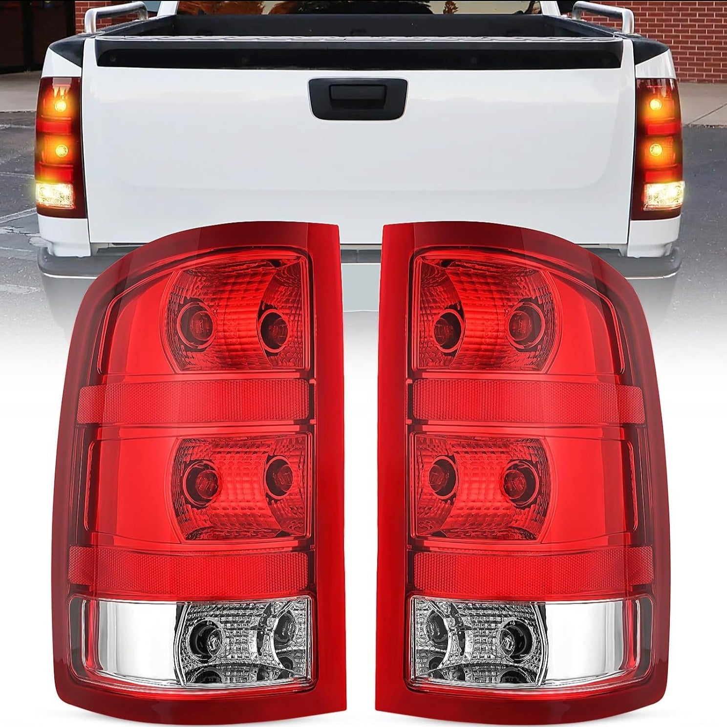 2007 2008 2009 2010 2011 2012 2013 GMC Sierra 1500 2500HD 3500HD Tail light Assembly Rear Lamp Replacement OE Style Driver Passenger Side Tail Lights - Top Tuning Boost