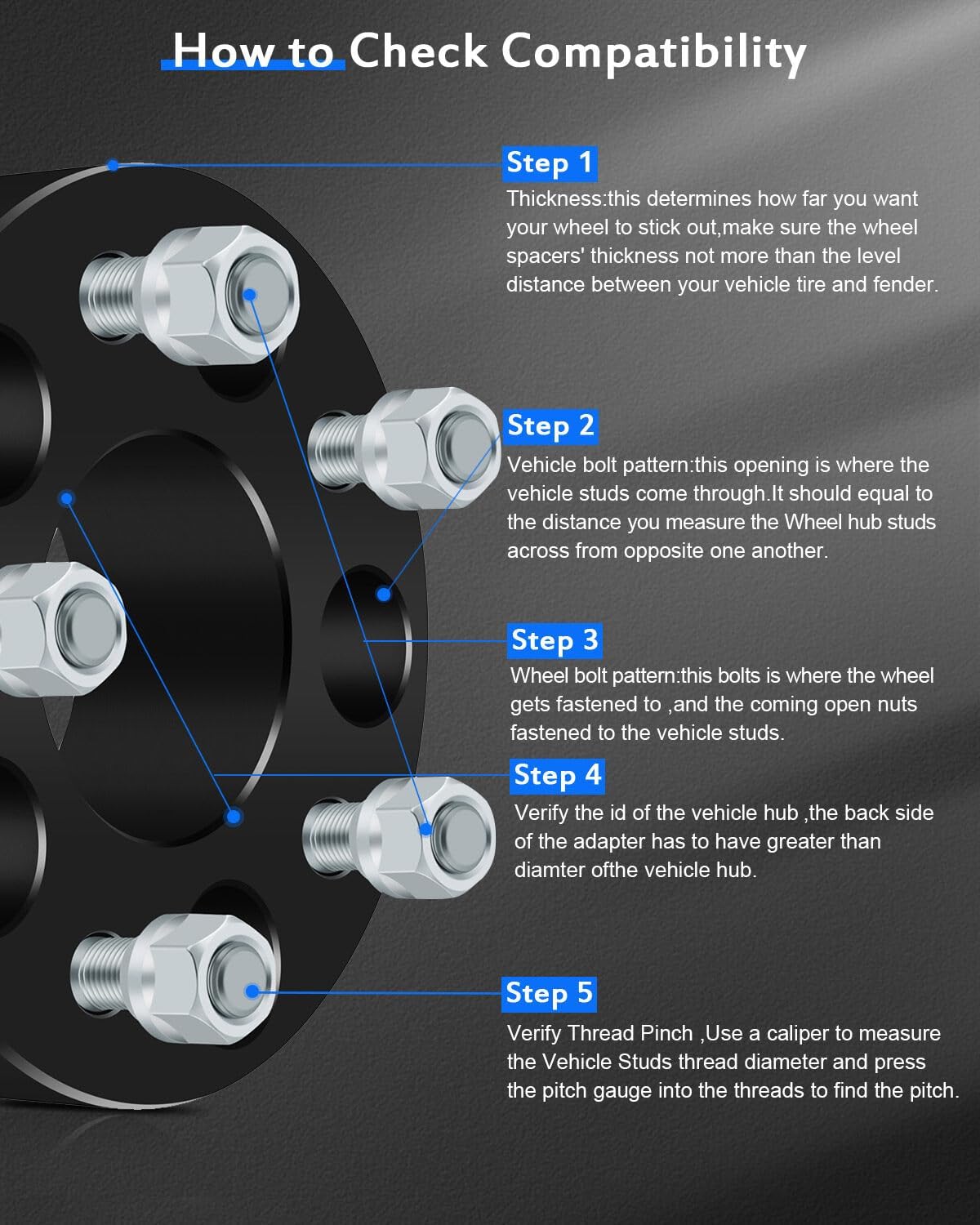 2PCS 2 inch Lug centric Wheel Spacers 5 lug 5x4.75 to 5x4.75 5x120.65mm Fit 1987-2005 fit Chevrolet Blazer| 1982-2003 fit Chevrolet Camaro| 1984-2013 fit Chevrolet Corvette with 12x1.5 Studs