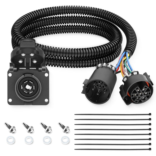 Accessories USCAR 7 Pin Trailer Wiring Harness 7ft for Chevy Ford GMC Dodge Nissan Toyota 5th Wheel Gooseneck Trailer