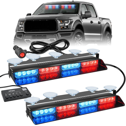 32LED Red Blue Suction Cups Emergency Dash Strobe Lights Headlights - Top Tuning Boost