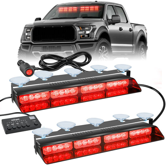 32LED Red Emergency Dash Strobe Lights with Controller Suction Cups Headlights - Top Tuning Boost