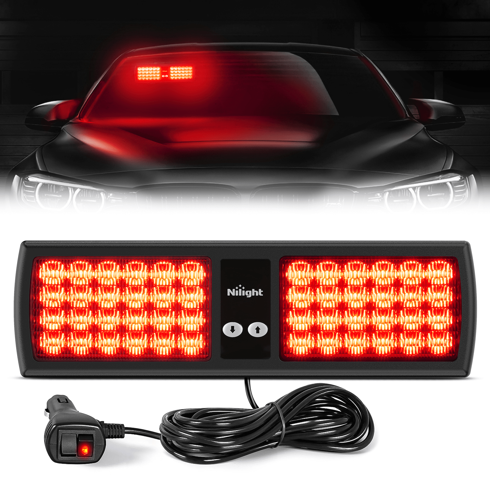 48 LED Red Emergency Warning Strobe Lights Headlights - Top Tuning Boost