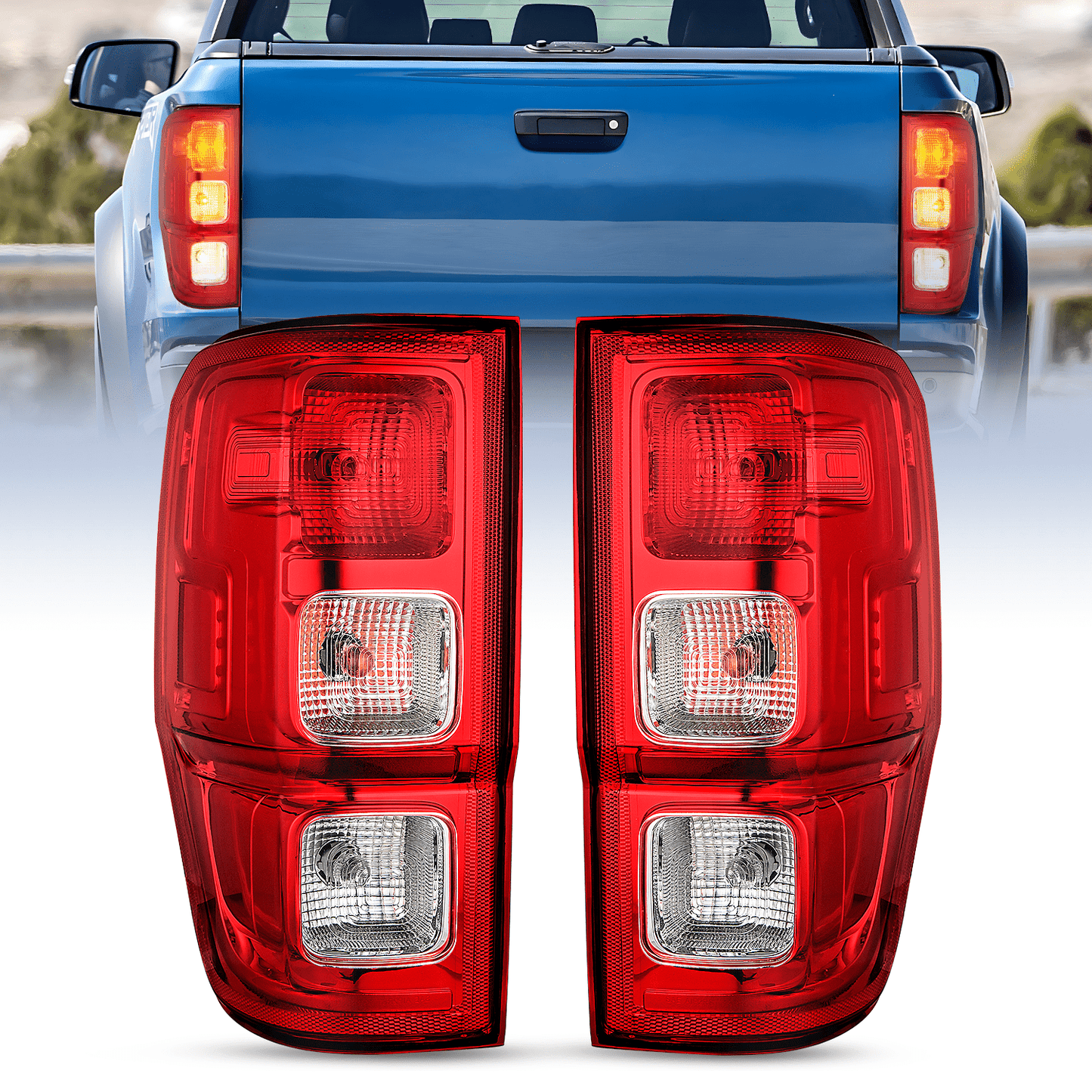 Taillight Assembly Compatible with 2019 2020 2021 2022 2023 Ford Ranger XL Rear Lamp Replacement OE Style LED and halogen bulbs Driver Passenger Side Tail Lights - Top Tuning Boost