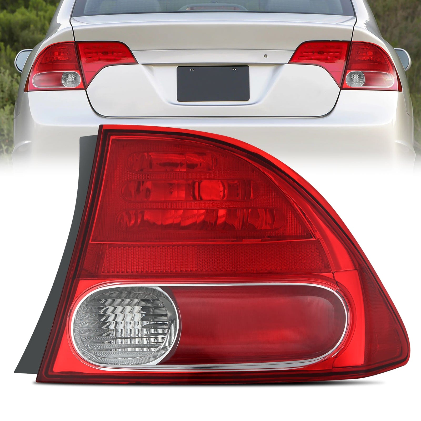 Taillight Assembly Compatible with 2006 2007 2008 Honda Civic Sedan Hybrid DX EX GX LX 4 Door Rear Lamp Replacement OE Style Passenger Side Tail Lights - Top Tuning Boost
