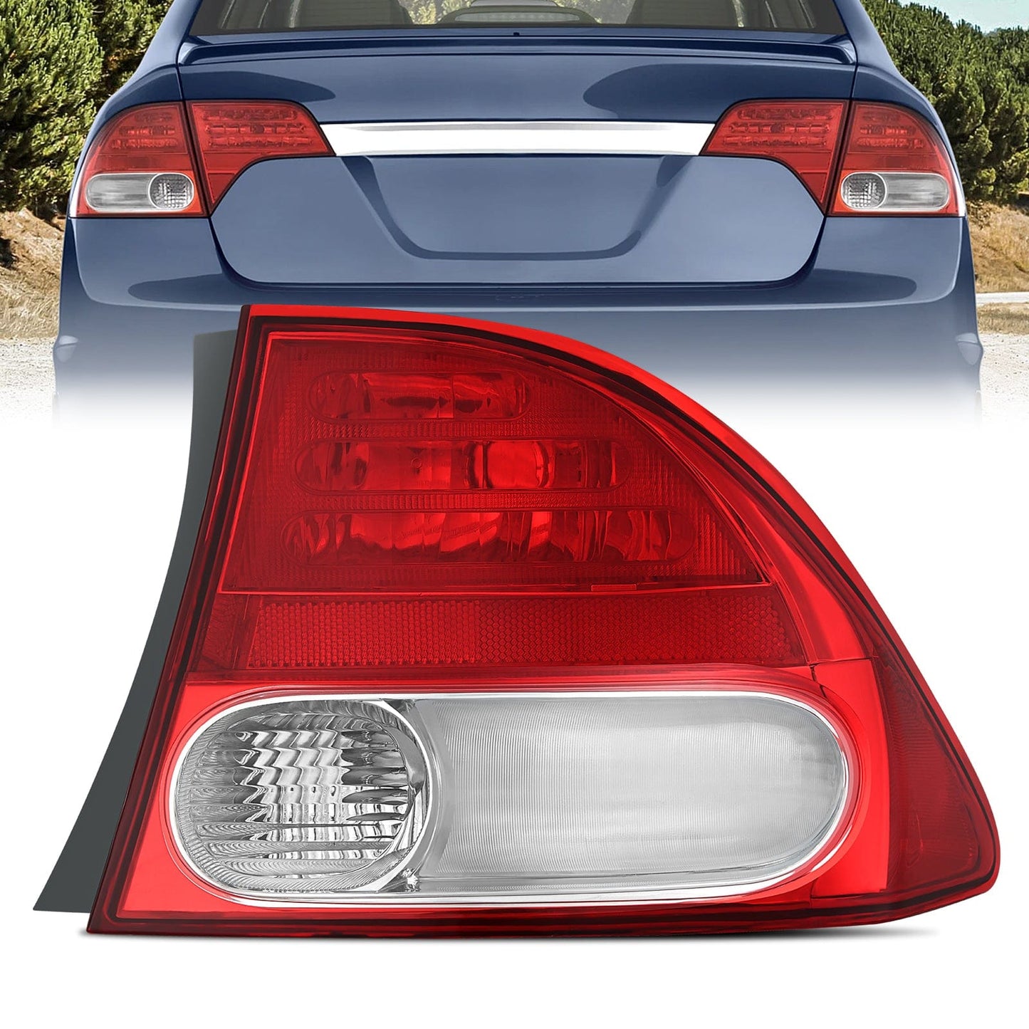 Taillight Assembly Compatible with 2009 2010 2011 Honda Civic Sedan Hybrid 4 Door Rear Lamp Replacement OE Style Passenger Side Tail Lights - Top Tuning Boost