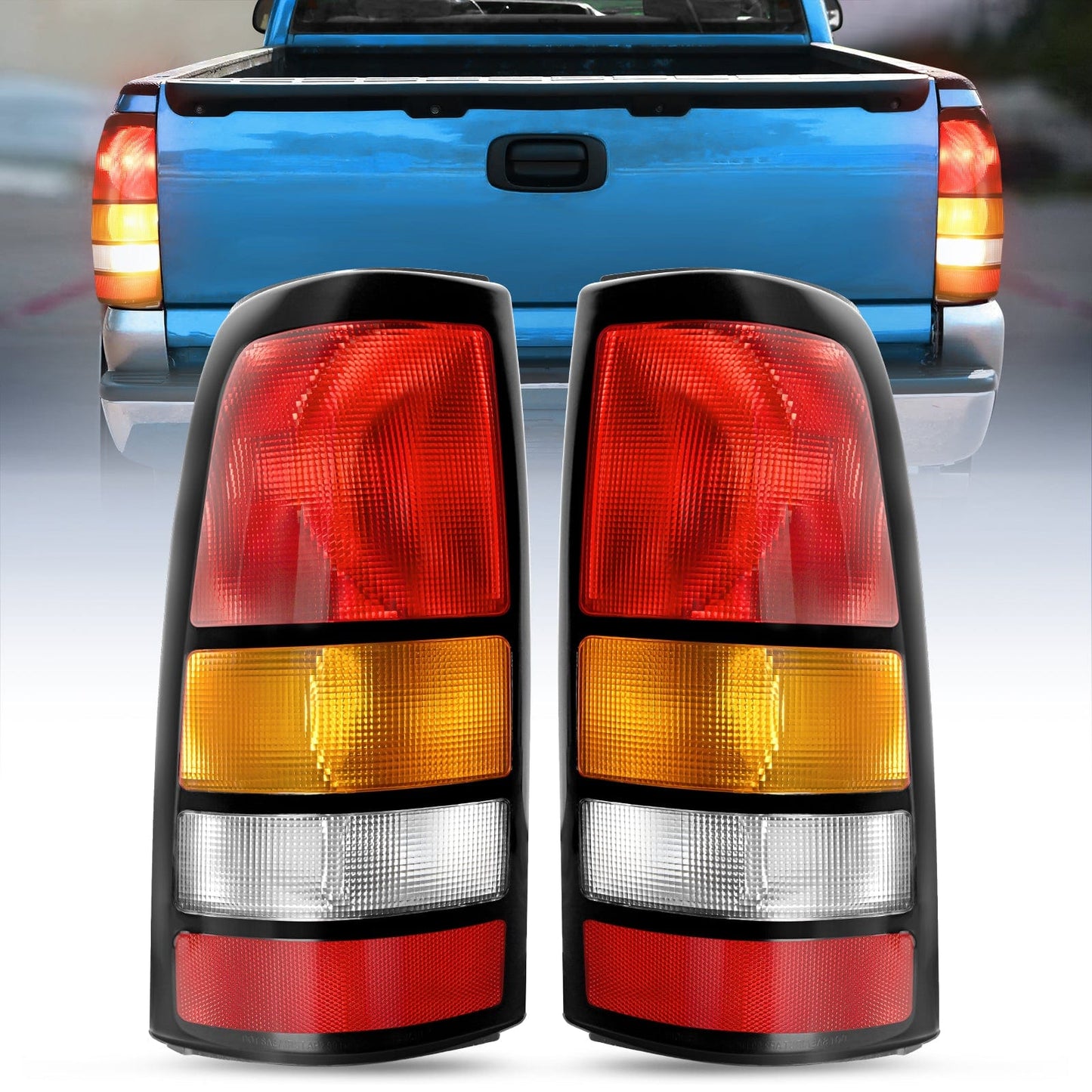 Taillight Assembly Compatible with 1999-2002 Chevy Silverado 1500 2500 3500 1999-2006 GMC Sierra 1500 2500 3500 Rear Lamp Replacement OE Style Driver Side and Passenger side Black Border Tail Lights - Top Tuning Boost