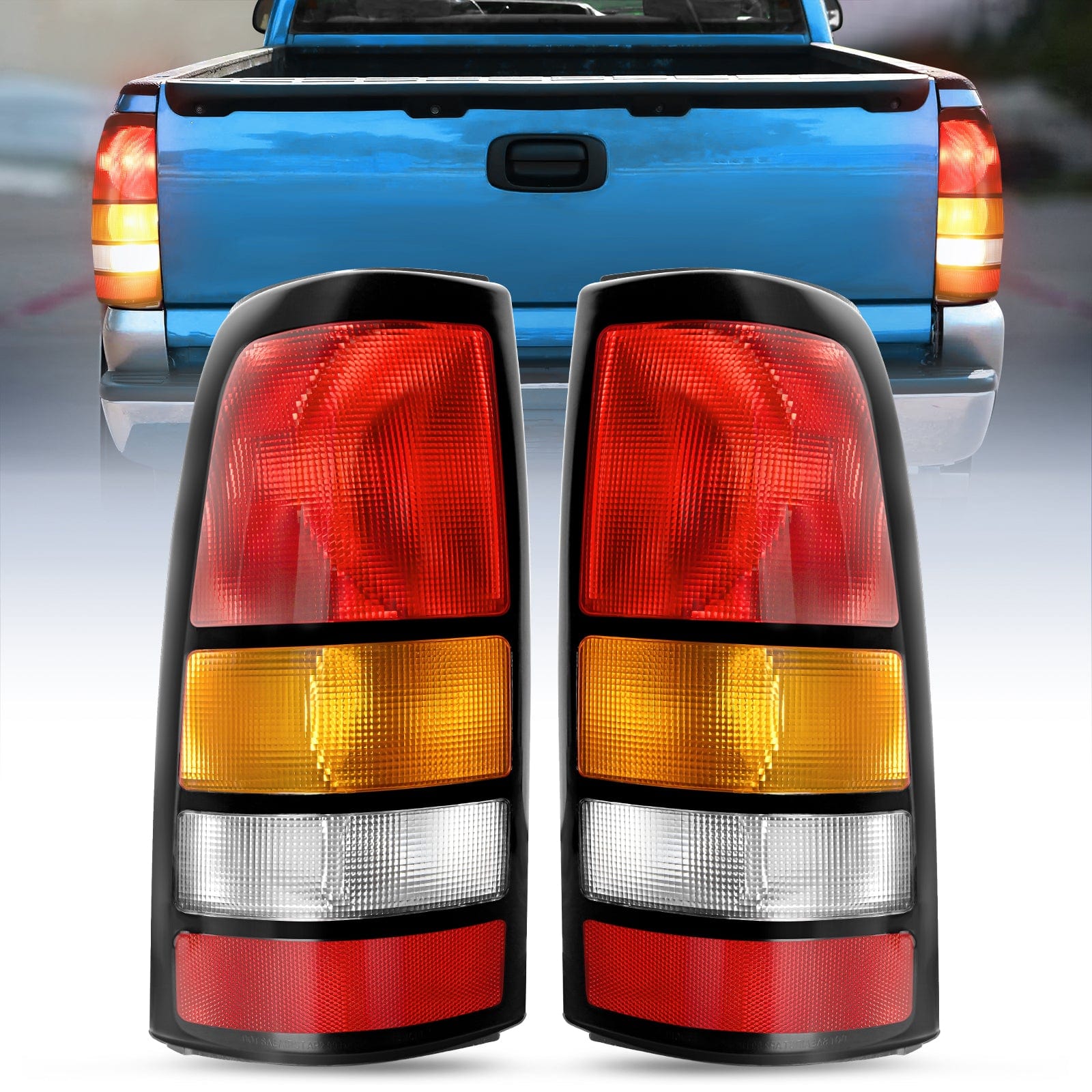 Taillight Assembly Compatible with 1999-2002 Chevy Silverado 1500 2500 3500 1999-2006 GMC Sierra 1500 2500 3500 Rear Lamp Replacement OE Style Driver Side and Passenger side Black Border Tail Lights - Top Tuning Boost