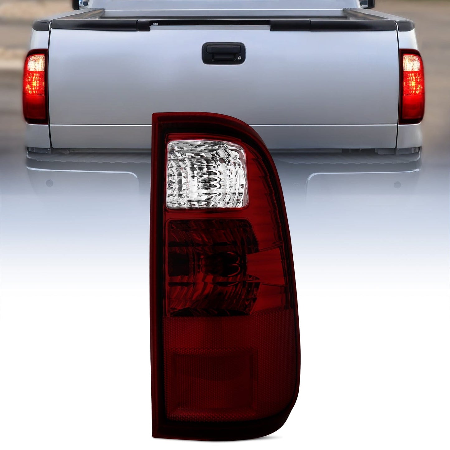 Taillight Assembly Compatible with 2008 2009 2010 2011 2012 2013 2014 2015 2016 Ford F250 F350 F450 Super Duty Rear Lamp Replacement OE Style Driver Side Dark Red Tail Lights - Top Tuning Boost