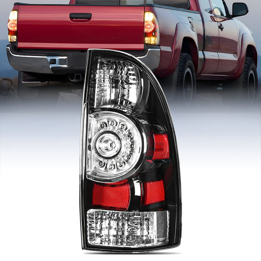Taillight Assembly Compatible with Toyota Tacoma 2005 2006 2007 2008 2009 2010 2011 2012 2013 2014 2015 Rear Lamp Replacement Black Housing LED Lens Passenger Side Tail Lights - Top Tuning Boost