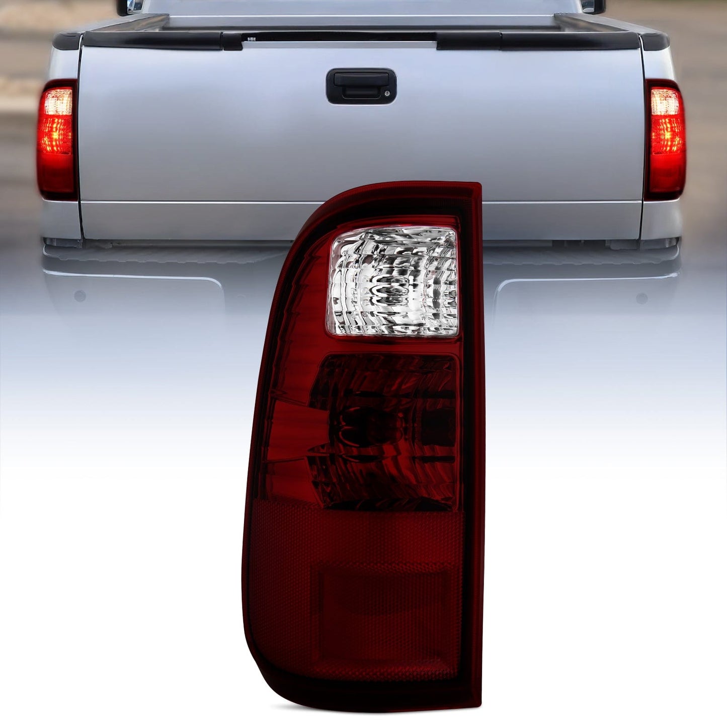 Taillight Assembly Compatible with 2008 2009 2010 2011 2012 2013 2014 2015 2016 Ford F250 F350 F450 Super Duty Rear Lamp Replacement OE Style Driver Side Dark Red Tail Lights - Top Tuning Boost